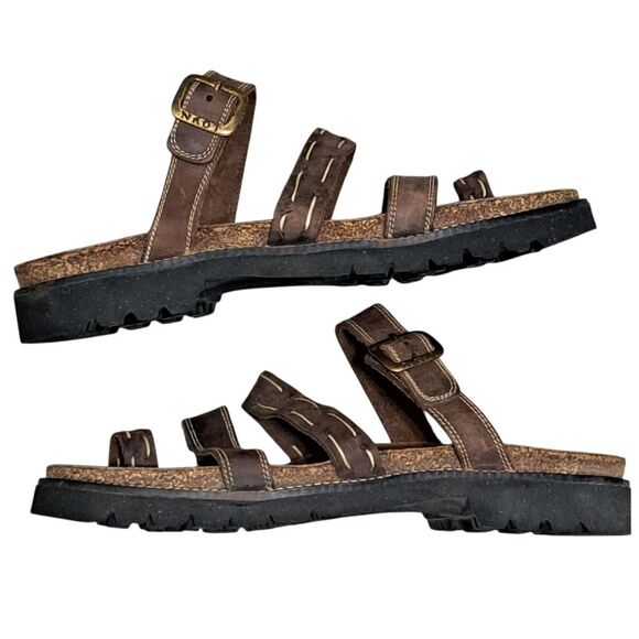 Naot Leather Boho Grunge Casual Slide Slip On Sandals Size 40 US 9 Brown - Picture 7 of 13